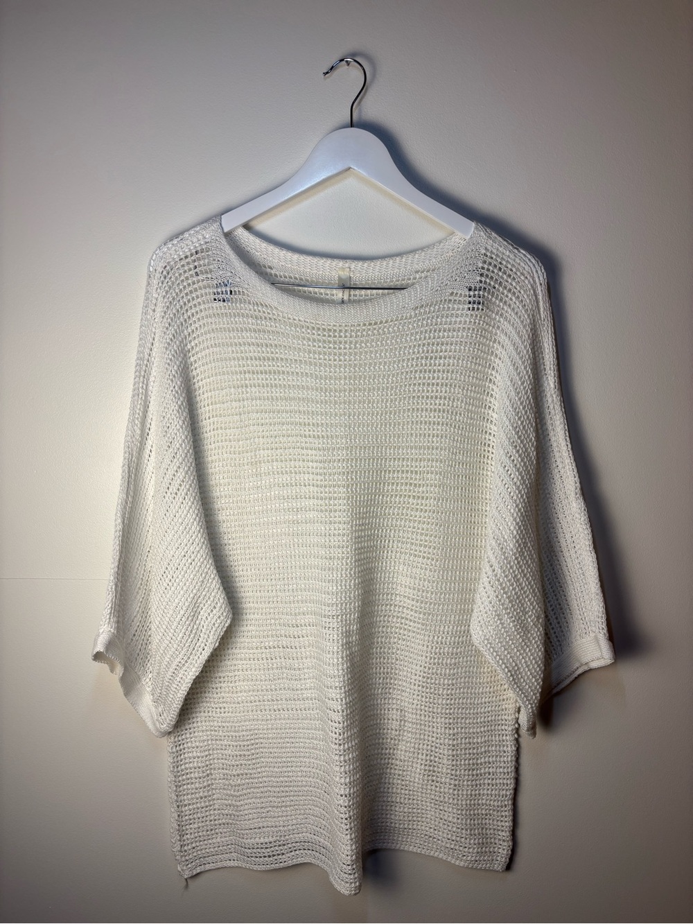 Francesca's Collections White Open-Knit Swim Coverup, one size